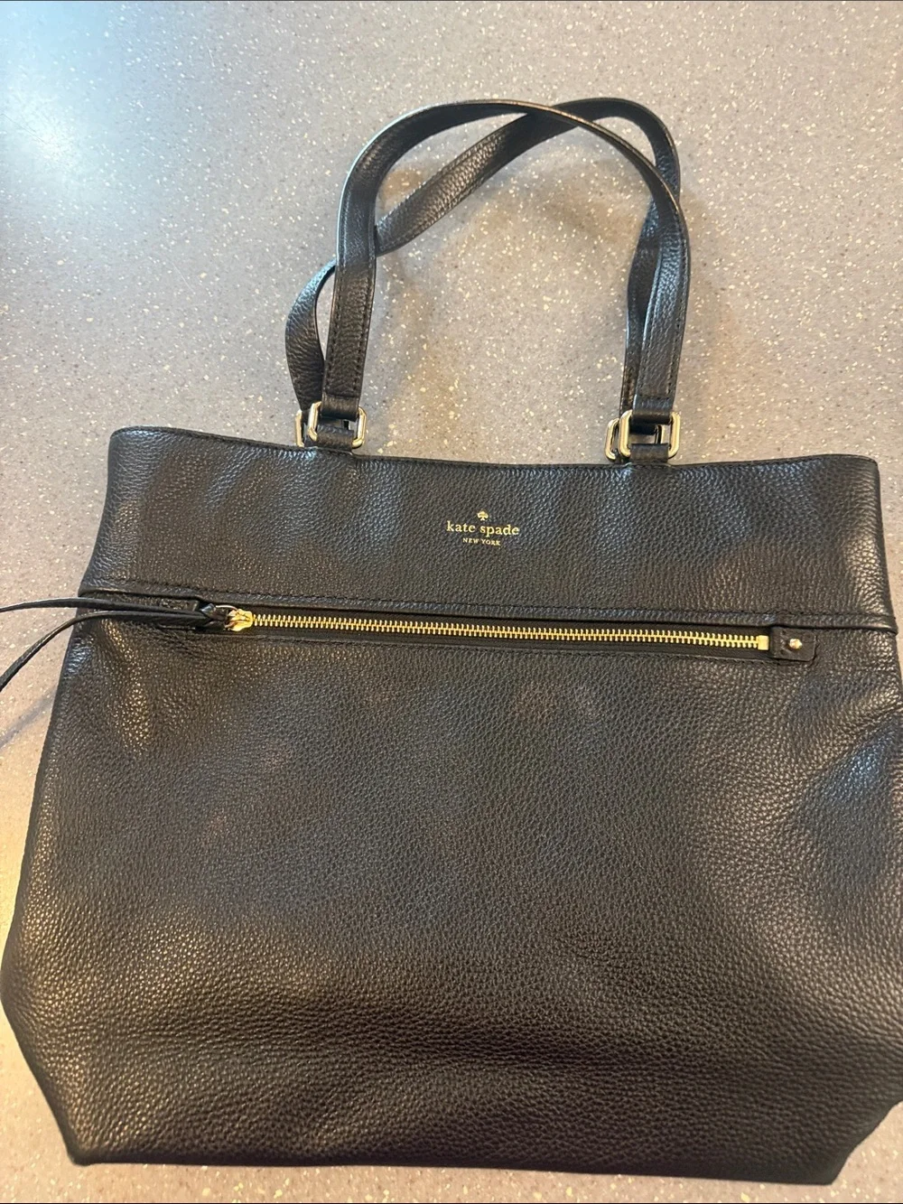 kate spade Black Pebbled Leather Tote with Gold Hardware - Picture 1 of 1